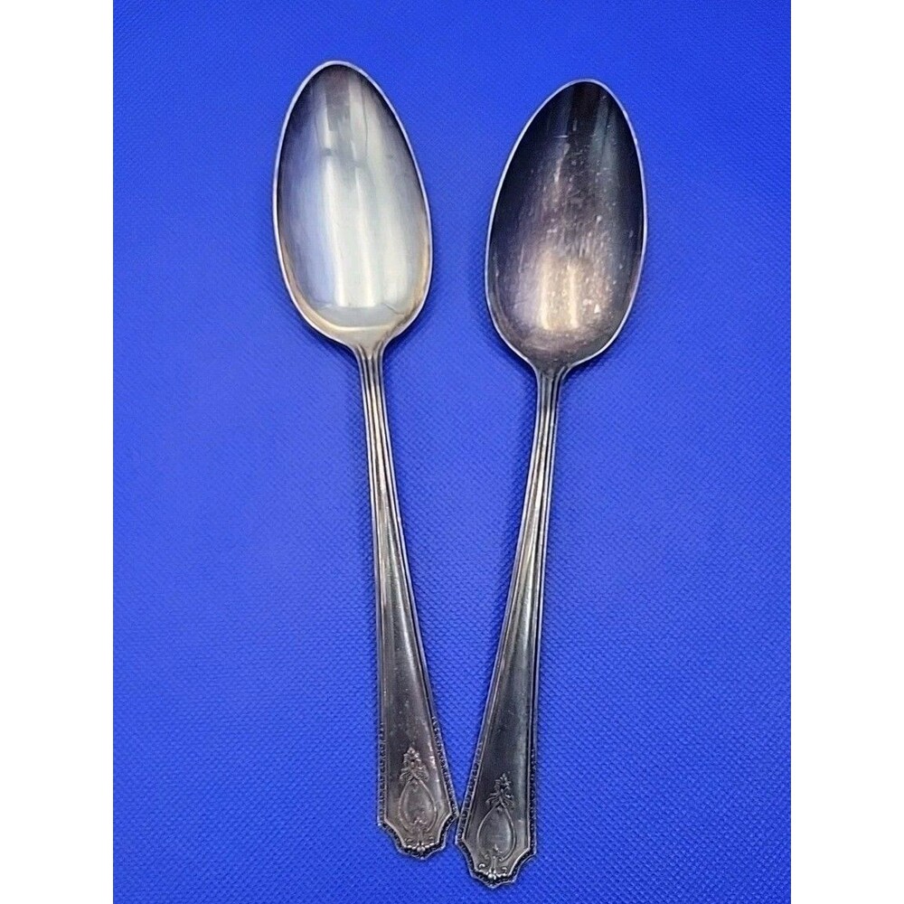 Very Old 2 Silver Plated Soup Spoons R&B AI Vintage